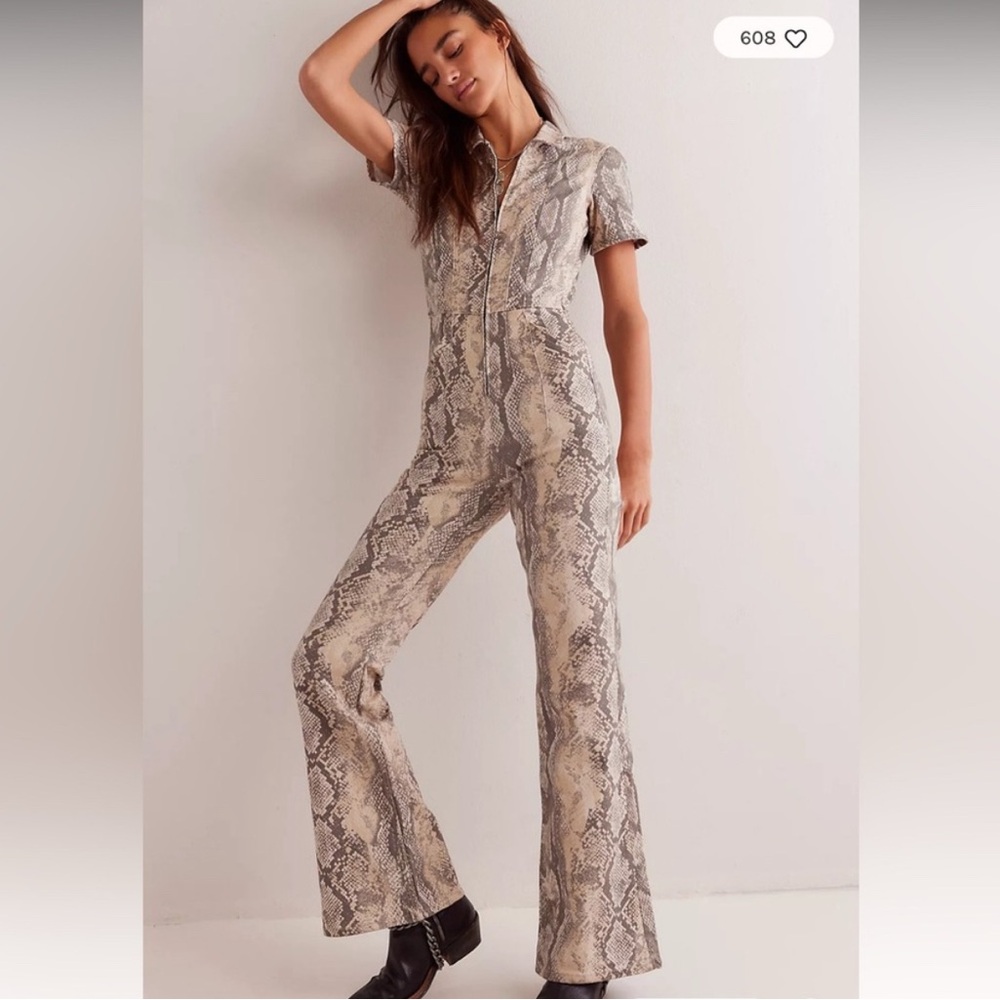 We The Free Jayde Flare Snake Print Jumpsuit